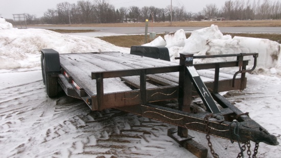 80" x 18'  ABU 8 BOLT CAR TRAILER, storable ramps, no title