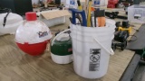 ICE FISHING PAIL, COLEMAN THERMOS, & BIG BOPPER FLOATING COOLER