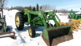 1961 JOHN DEERE 3010 GAS w /  JOHN DEERE 148 LOADER, syncro mesh 8  spd. 3 pt., 1 remote,