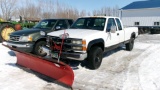 1998 CHEVY 2500 EXT. CAB 4 WD w / 8' WESTERN SNOW PLOW & BACK DRAG, +