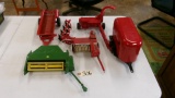 FARM TOYS: JOHN DEERE HAYBINE, CASE-IH MANURE SPREADER, IHC SQUARE BALER,+