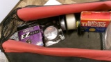 SOFTSIDE TACKLE BOX  w/ ASST. OF BASS LINE, SPINNERS, JIGS, SPOONS