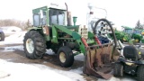 OLIVER 1850 STANDARD w / JOHN DEERE 168 LOADER, Perkins, cab & heat, 2 remotes, pto hyd. pump,