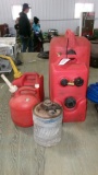 OLD GAS CAN;    1 1/4, 2, 3, & 5 GALLON PLASTIC GAS JUGS