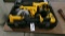 DEWALT 18 VOLT CORDLESS SET: DRILL, SAWZ ALL, CIRCULAR SAW, LIGHT, 2 BATTERIES CHARGER & 18 V - 20V+