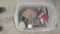 BARGAIN BOX: TOOL BOX w / MISC.,2-SMALL HYD. JACKS, T HANDLE ALLEN WRENCHES, NEW FLARING KIT,  +