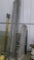3 & 4' BULL FLOATS, BROOMS, & PAIL OF TROWELS / SMALLER CONCRETE TOOLS, 2 CONCRETE RAKES