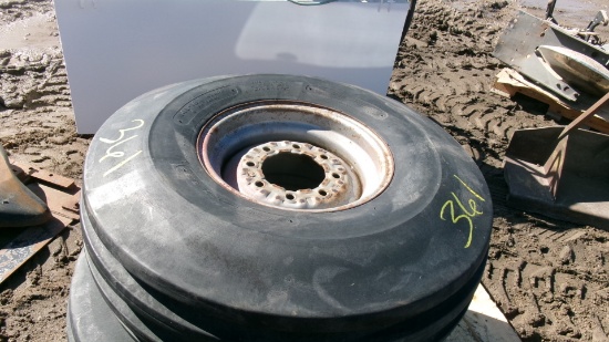 2-14L X 16.1 8 HOLE TIRE/ RIMS - TRACTOR FRONTS