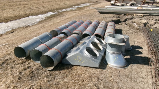 3-12" TRANSITIONS, 2 Y CONNECTORS, & APPROX. 75' OF 12" AERATION TUBE (was installed in 3 18' bins)