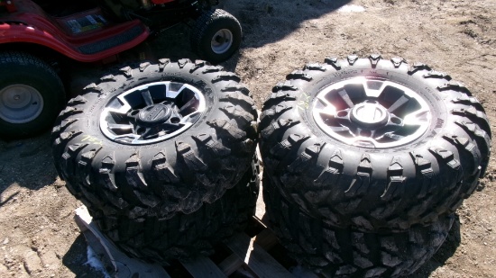 2-27 X 11-12" & 2- 27 X 9 -12" ON POLARIS RANGER RIMS, tires hardly used