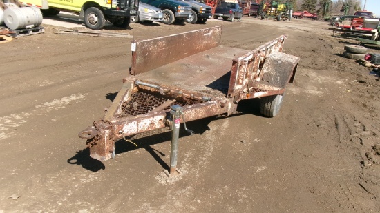 40" X 9' STEEL SINGLE AXLE HEAVY DUTY TRAILER, pintle hitch,  8 bolt hubs, no title