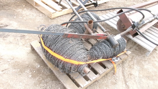 HYDRAULIC WIRE ROLLER & 3 ROLLS OF USED WIRE