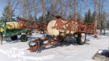 96' H & S 1,000 GALLON PULL TYPE SPRAYER, HIGH PRESSURE 1,000 PTO PUMP, 14.9 X 38