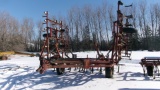 28 1/2' IHC # 45 CABLE LIFT FIELD CULTIVATOR, wing singles, 3 bar Matson harrow