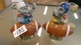 1972 JIM BEAM   FOOTBALL DONKEY / ELEPHANT FOOTBALL POLITICALFIGURE DECANTERS, empty