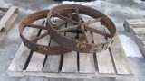 2- CAST MOWER WHEELS