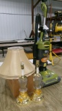 2-END TABLE LAMPS, DIRT DEVIL ULTRA VISION VACUUM