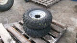 2-CARLISLE ATV TIRES ON POLARIS RIMS, AT25 X 8 X 12