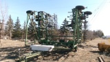 47' JOHN DEERE 1050 FIELD CULTIVATOR w / LAURIER 3 BAR HARROW,  wing walking tandems, +