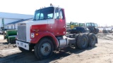 1985 WHITE DAY CAB SEMI, Cummins 290, 9 spd., spring suspension, wet kit, scrapers, frt. , +