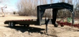 2000 ABU 26' GOOSENECK TANDEM AXLE FLATBED, beaver tail storable ramps