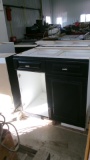 APPROX. 8' OF BLACK KITCHEN CABINETS / CUPBOARDS  PLUS CORNER UNIT