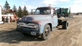 1955 FORD F-600 SINGLE AXLE DUALLY FLATBED, non runer-engine condition unknown, 6 cylinder, 4 x 2, +