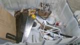 BARGAIN  BOX: SANDING SUPPLIES, 2 CORDED DRILLS, HEAT GUN, BATTERY CADDY, TIMING LIGHT, +