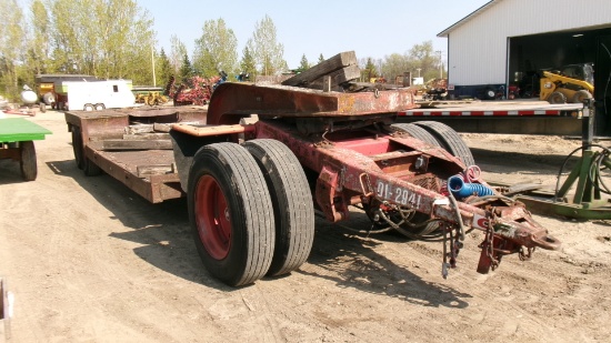 20' TANDEM   AXLE LOW BOY  TRAILER w / SINGLE AXLE CONVERTER DOLLY, no title, came in w /