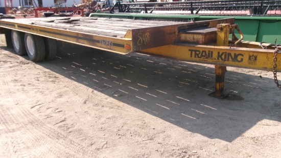1985 TRAIL KING 24' TANDEM AXLE DUALLY, pintle hitch, beavertail, 2 flip over ramps, +