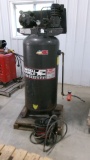 5 H.P. 60 GALLON VERT. AIR COMPRESSOR w / air hose & reel