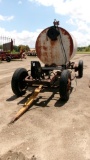 1,000 GALLON FUEL TANK w / 12 VOLT 15 GAL.  PUMP & HOSE REEL  ON SHOP MADE TRUCK TRAILER