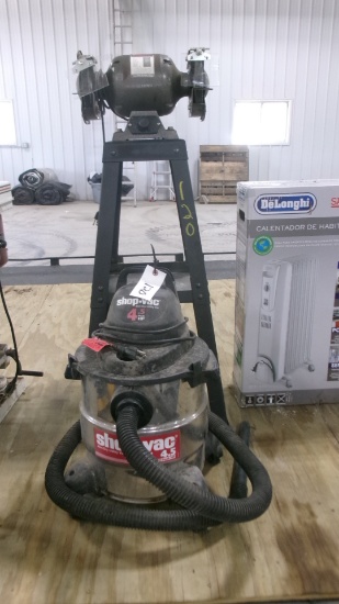 6" BUFFALO BENCH GRINDER on STAND & 5 GALLON SHOP VAC