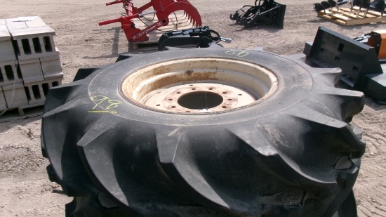 2- 18.4  x 26" UNMATCHED RICE TIRES ON 10 BOLT RIMS