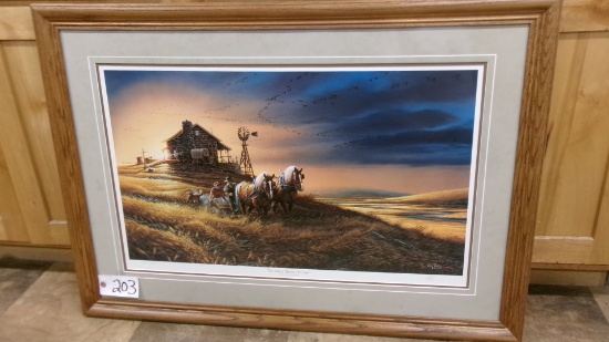 38" X 27" FRAMED TERRY REDLIN "FOR AMBER WAVES OF GRAIN" (AMERICA THE BEAUTIFUL SERIES ) w /