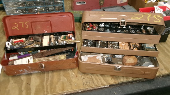 PARTS ORGANIZER (full of stuff ) & 2 TOOL BOXES w / contents