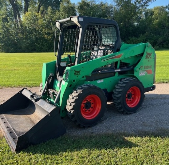 2018 MELROE BOBCAT S 550 SKID LOADER, hand & foot control, aux. hyd., q.t. 58" bucket, +