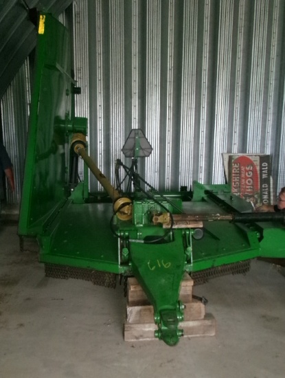 15' JOHN DEERE SINGLE BATWING ROTARY MOWER, 1,000 pto, new blades & stump jumpers,