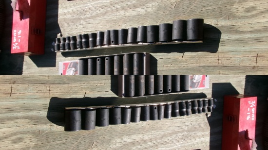 12 PC. 1/2" METRIC DEEP WELL IMPACT  SOCKET SET & 17 PC. 1/2" METRIC IMPACT SOCKET SET