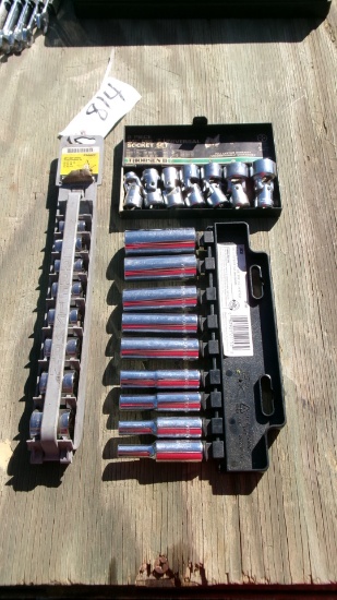 3/8" METRIC SOCKET SET & 9 PC. 3/8" SAE DEEP WELL SOCKET SET,&7 PC. 3/8" UNIVERSAL JOINT SOCKET SET