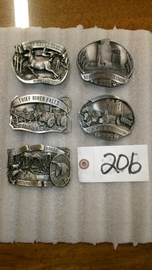 BELT BUCKLES: THIEF RIVER FALLS 82, 83, 84; ST HILAIRE CO-OP ELEVATOR 89, 90