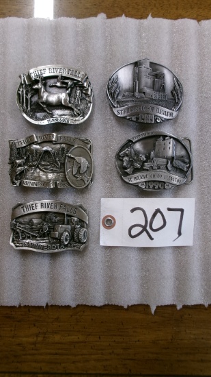 BELT BUCKLES: THIEF RIVER FALLS 82, 83, 84; ST HILAIRE CO-OP ELEVATOR 89, 90