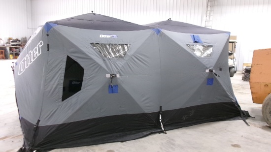 8' X 14' OTTER MONSTER LODGE PORTABLE INSULATED FISH HOUSE, like new