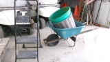 STEP STOOL, HANGING SCALE, 2 - FEED TUBS, ZAREBA 10 MILE FENCER, WHEEL BARROW, 32