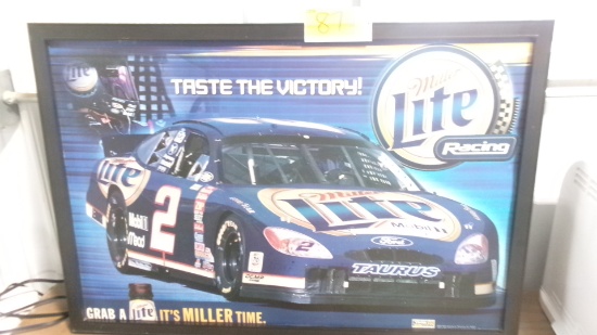 22" X 32" MILLER LITE RACE CAR LIGHT