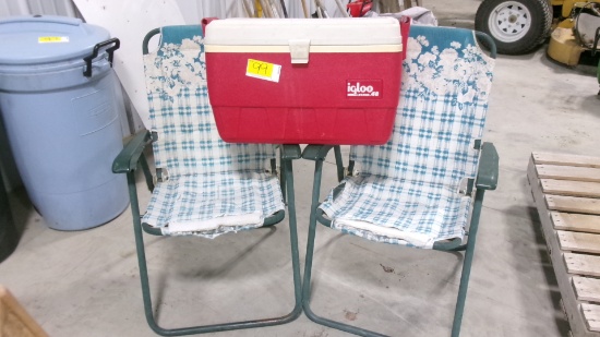COLEMAN COOLER & 2 LAWN CHAIRS