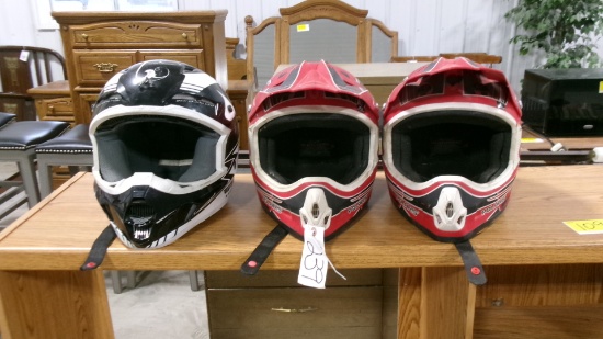 2 LARGE & 1- X LARGE SNOW MOBILE HELMETS