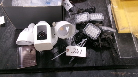 FLOOD LIGHT CAMERA & 4-SOLAR LED LAWN FLOOD LIGHTS