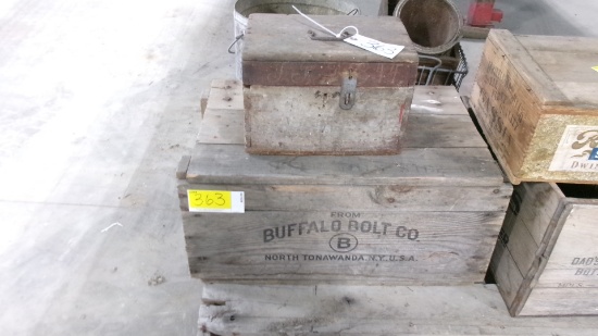 BUFFALO BOLT CO. CRATE w / cover & WOOD TOOL CHEST