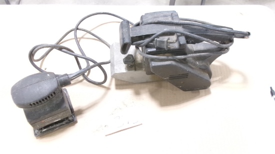 DRILL DOCTOR BIT SHARPENER, PALM SANDER, BLACK & DECKER SABER SAW, & 3" CRAFTSMAN BELT SANDER